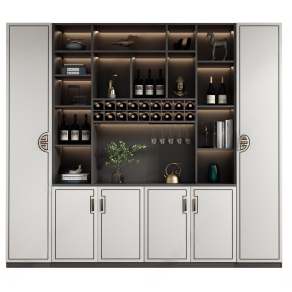 新中式酒柜3D模型下载